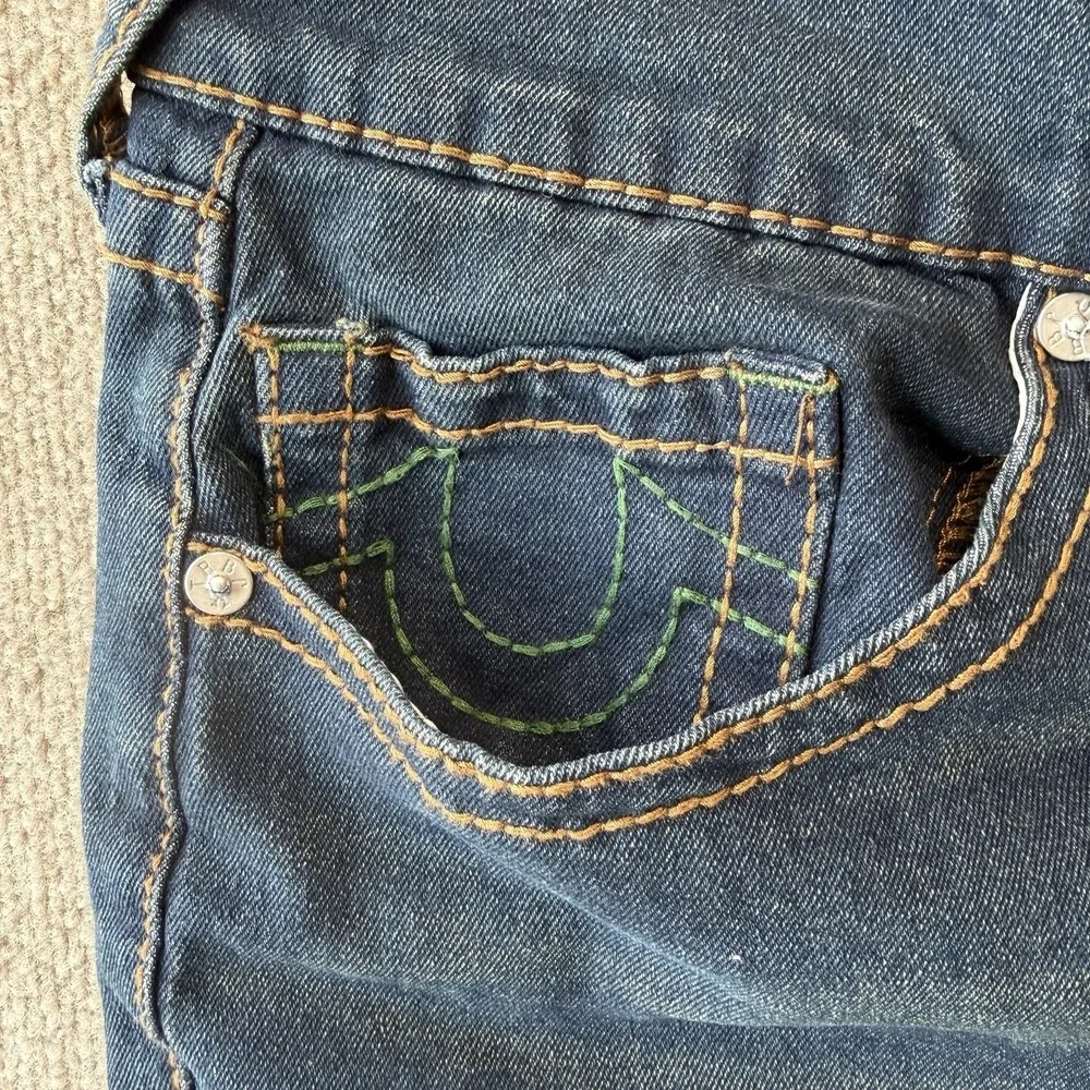 True Religion Ricky Relaxed Straight Men's Jeans Sz 36 Dark Wash Denim